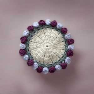 Double Crocheted Yarn Coaster purple
