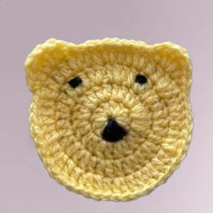 Handmade Crochet Bear Face Coasters – Cute Animal Drink Coasters in Yellow