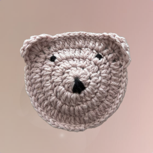 Handmade Crochet Bear Face Coasters – Cute Animal Drink Coasters in Purple