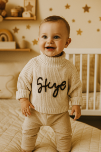 customized crochet embroidary baby sweater with name