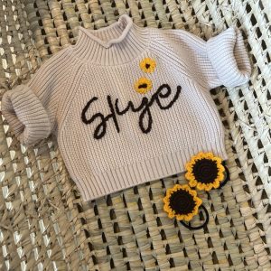customized crochet embroidered baby sweater