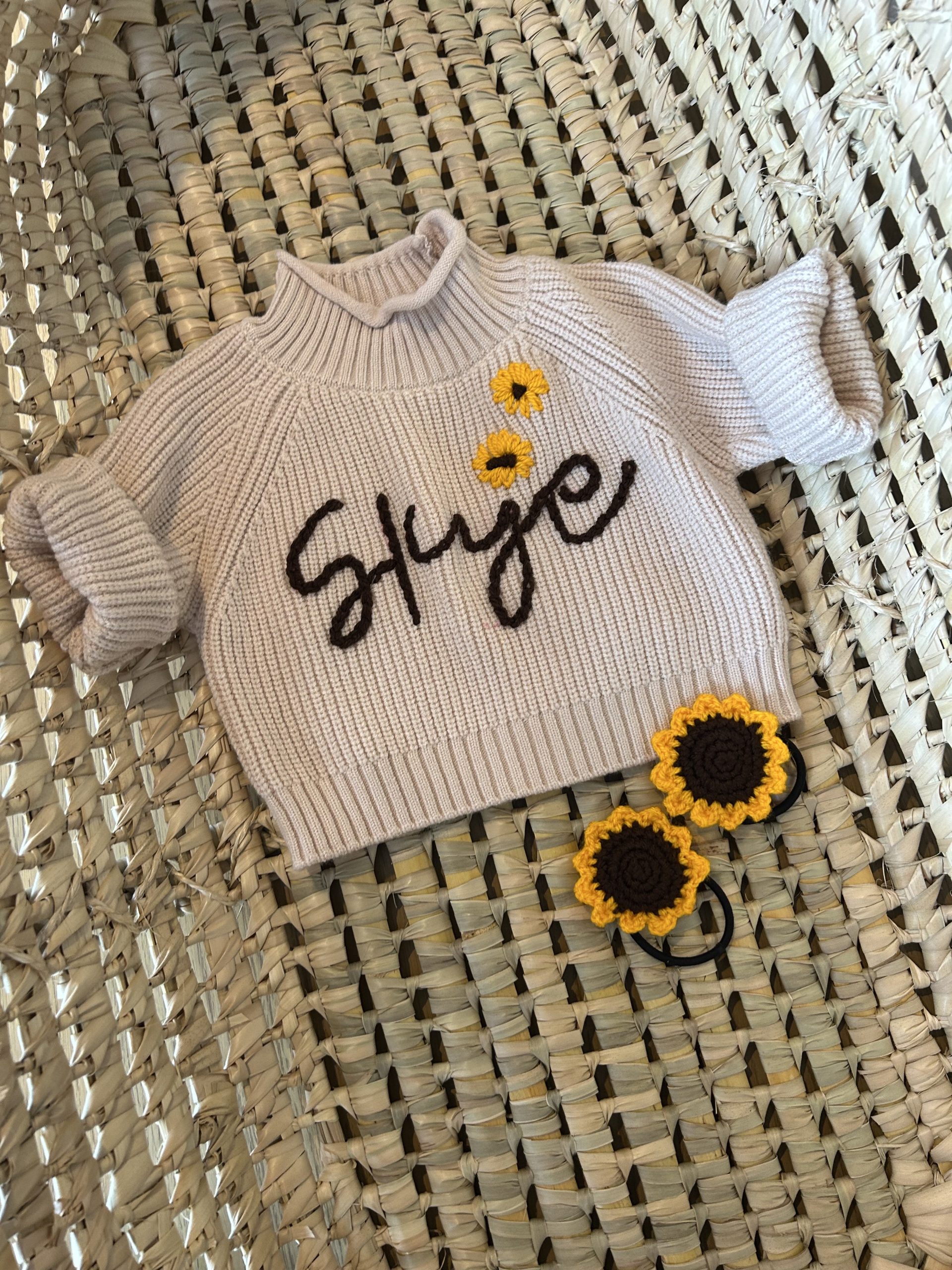 customized crochet embroidered baby sweater