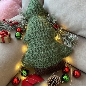 Handmade Crochet Christmas Tree Shaped Cuddle Pillow /cushion _ 100% Handmade and Perfectly Designed With Quality Crochet Yarns