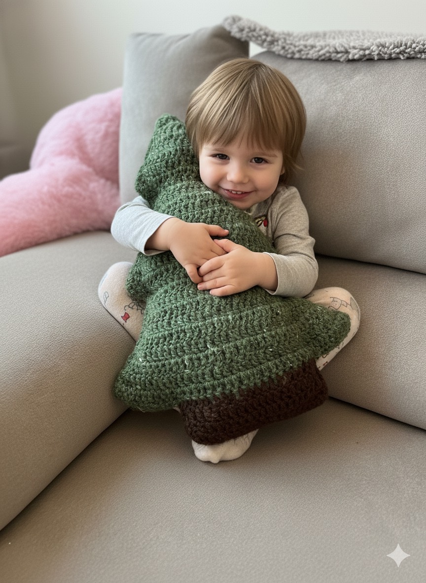 Handmade Crochet Christmas Tree Shaped Cuddle Pillow /cushion _ 100% Handmade and Perfectly Designed With Quality Crochet Yarns - Image 2