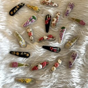 Hand Embroidery hair clips - 100% Handmade With Quality Materials.